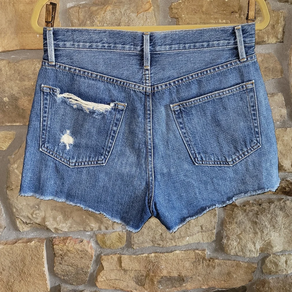 Frame Heritage Le Vintage Short 28 Distressed Blue Denim